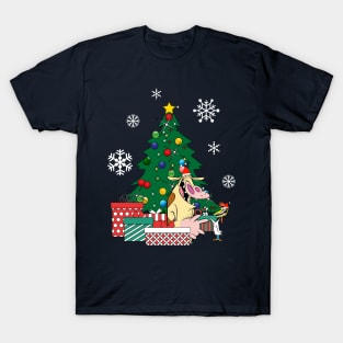 Cow And Chicken Around The Christmas Tree T-Shirt